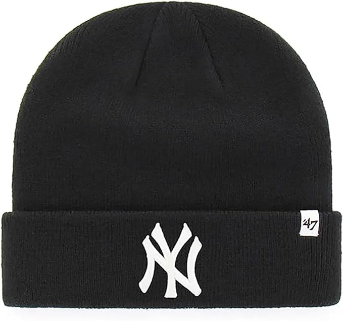 47 Зимняя вязаная шапка-бини New York Yankees Beanie Hat - MLB NY с манжетами BKB