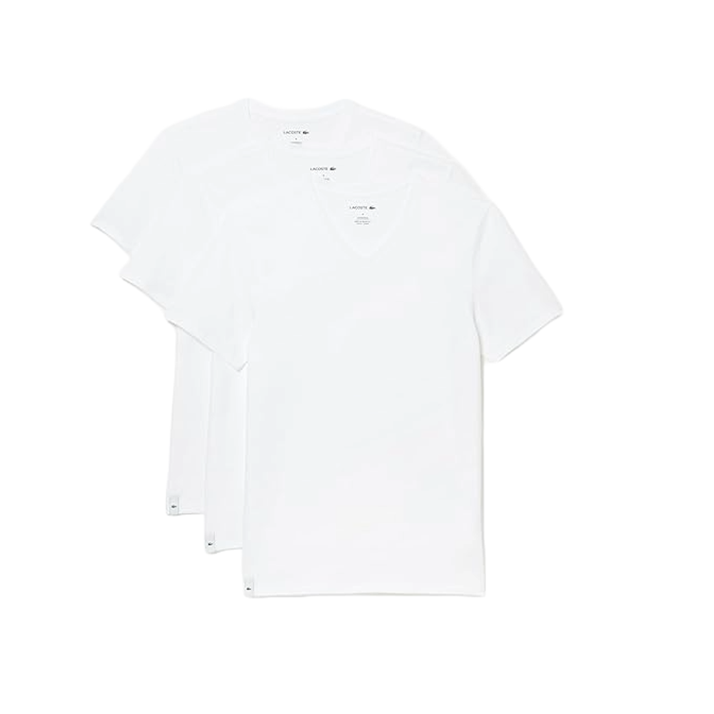 Lacoste Men's 3-Pack V-Neck Cotton Regular Fit Undershirt