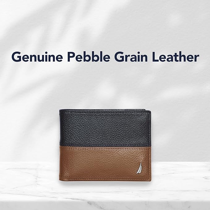 Мужской классический кожаный двойной RFID-кошелек Nautica